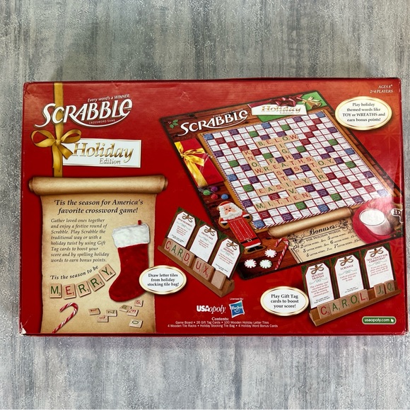 SCRABBLE Crossword Game Holiday Edition Christmas Fun Hasbro 2011 100% Complete - Picture 7 of 11